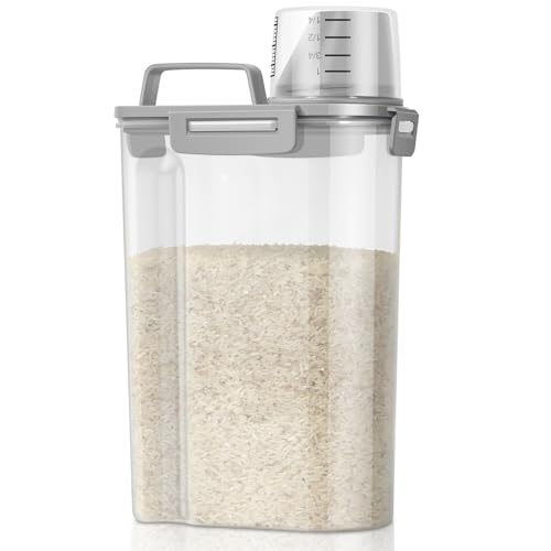 Rice Storage Container 3 to 5 Lbs (3Qt-Light Grey)