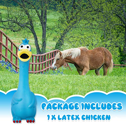 1 Pcs Horse Toys Latex Squeaky Squeeze Chicken Squeak Turkey Balls for Play Fake Screaming Chicken Toys for Horses Soccer Ball for Reduce Separation Anxiety Noise Maker (Blue)