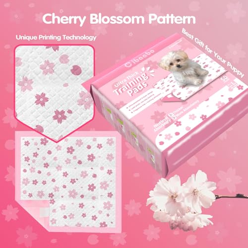 Pink Puppy Pads with Adhesive Tabs 23x23in 50 Count Super Absorbent (23x23in | Super Absorbent)
