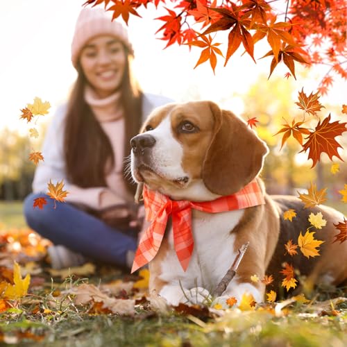 50 Pcs Fall Plaid Dog Bandanas Bulk (Fall Plaid / 25.6 x 17.7 x 17.7")