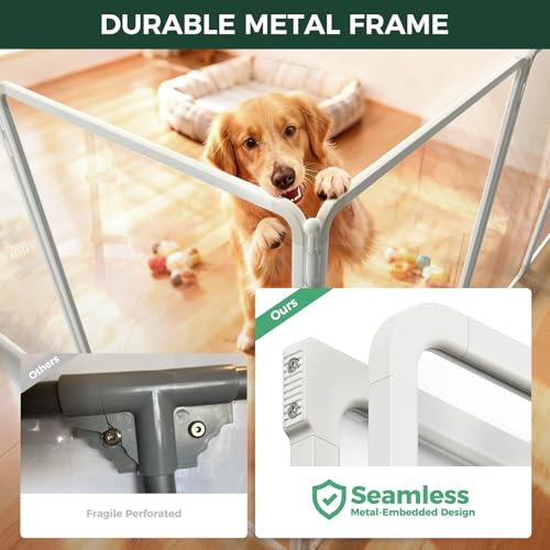 AuraSpace Pro Acrylic & Wire Mesh Indoor Dog Playpen (White / 40"H)