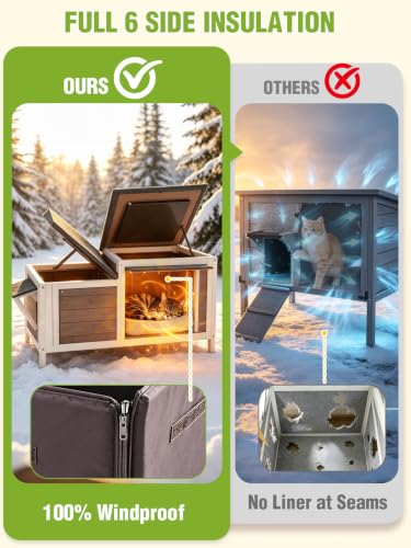 34.25" Heated Outdoor Cat House Insulated for Winter Feral Cat Shelter