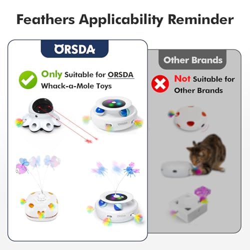 6PCS Feathers Replacement and Soft Furry Accessories ONLY Fits Cat Toys