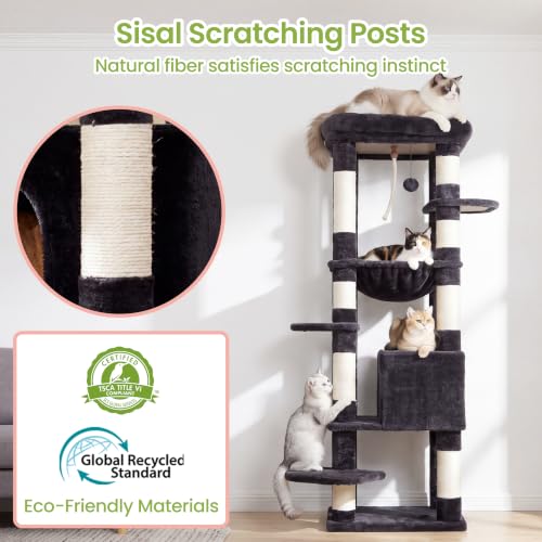 Cat Tree for Large Cats (Smoky Gray / 60 inch)