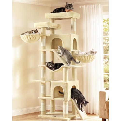 Large Cat Tree (Beige / 21.6"L x 17.7"W x 81.1"H)