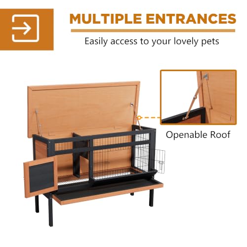 Elevated Rabbit Hutch Indoor & Outdoor (C02 Orange with Black)