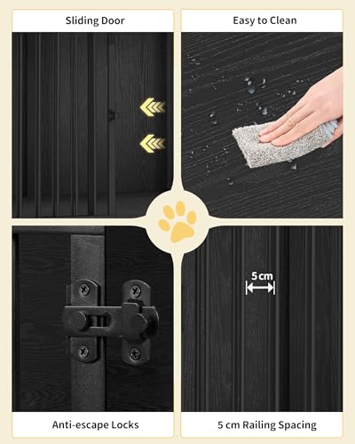 43.3" XL Dog Crate Furniture Indoor Dog Kennel with Barn Door (Black / 43.3"L x 27.5"W x 31.8"H)