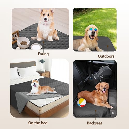 100% Double Sided Waterproof Dog Blanket Soft Pet Bed Cover Reversible Protect Furniture Couch Sofa Car for Puppy Large Dog Cat (30x30 Inch (Pack of 1) / Dark Charcoal/Light Charcoal)