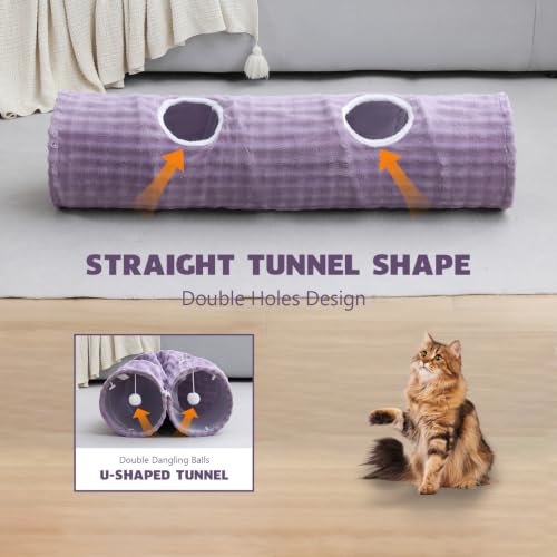Straight Bubble Cat Tunnel for Indoor Cats 47"x12" (Dusty Purple / Straight)