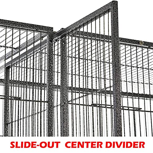 64" Extra Large Double Flight Bird Parrot Sturdy Wrought Iron Cage (Black Vein / 63.0"L x 19.0"W x 64.0"H)