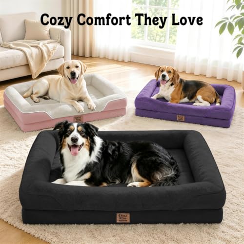 Waterproof Orthopedic Dog Bed for Large and Extra Large Dogs (Pink / 42"L x 30"W x 7.5"Th)