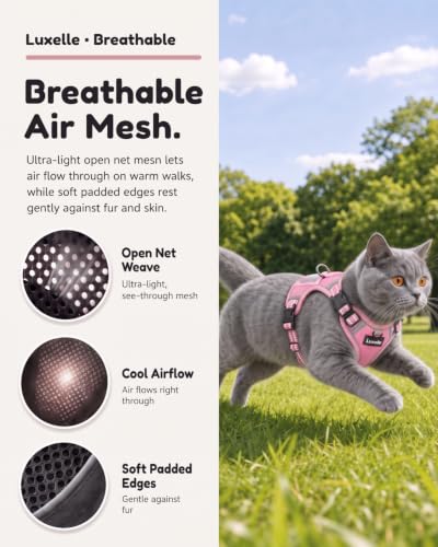 Escape Proof Cat Harness and Leash Set (Pink / XS)