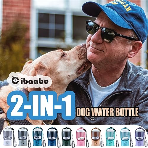Dog Water Bottle Portable with Food Container & Filter for Travel (#05 Pinkish Orange / 19oz)