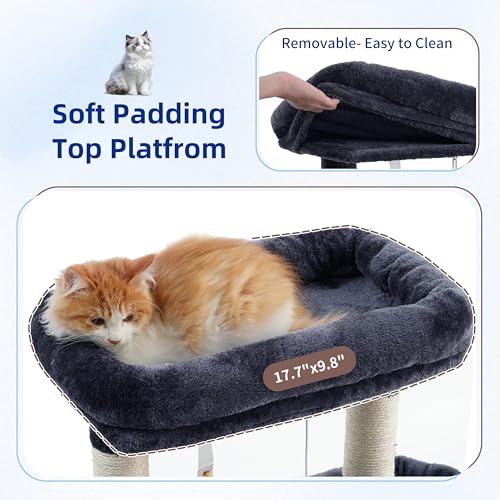 55.1'' Cat Tree Tower for Indoor Cats (55.1 inch / Smoky gray)