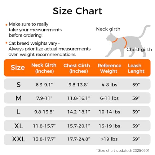 Cat Harness and Leash Set (Orange / Medium)