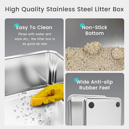 15” Stainless Steel Cat Litter Box Enclosure (Translucent black / XX-Large)