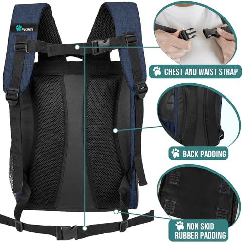 Dog Backpack Carrier Airline Approved Cat Pet Puppy Bag (Heather Navy)