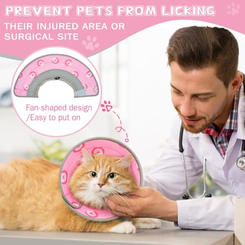 Cat Cone Collar Soft Elizabethan Collar for Surgery Recovery (Pink / L (Neck 9"-11"))