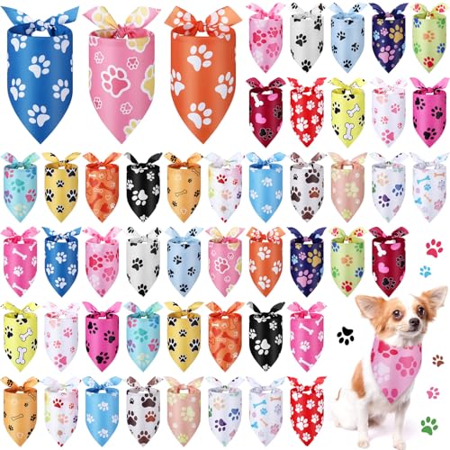 50 Pcs Paw Print Dog Bandanas Bulk (Paw Print / 31.5 x 21.7 x 21.7")