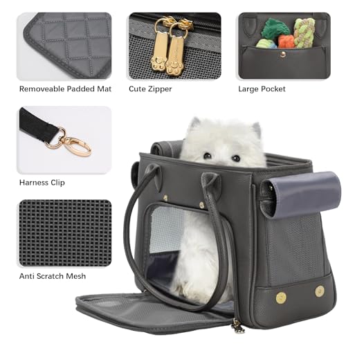 Fashion Pet Carrier Purse for Small Cat and Dog (Black / 13.6"L x 6"W x 10.0"H)