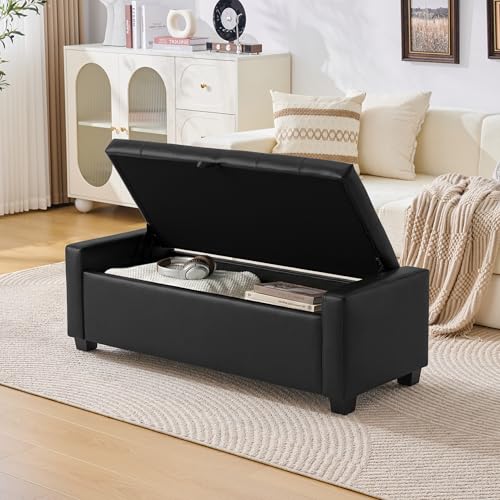 48" Ottoman with Storage (Light Black / 19.7"D x 48"W x 16.9"H)