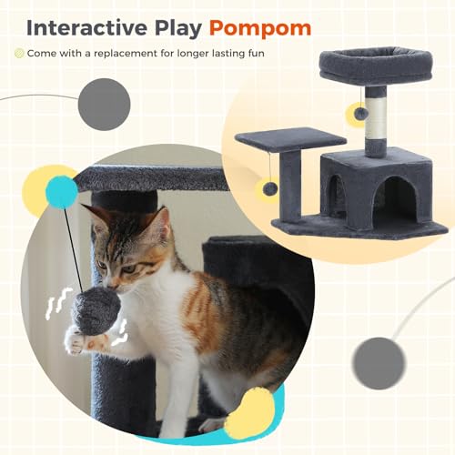 56.3in Multi Level Cat Tree for Indoor Cats (Smoky Grey / Air(19.7"L x 15.8"W x 56.3"H))