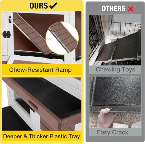 36" Rabbit Hutch Bunny Cage Indoor Outdoor Guinea Pig Cage 2 Story Wth Trap Door