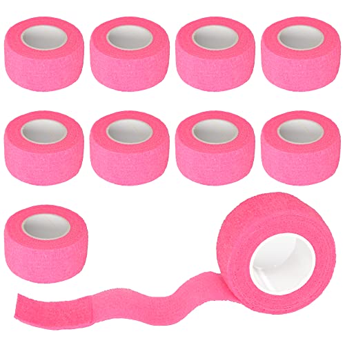 9 Pack 1" x 5 Yards Self Adhesive Bandage Wrap Self Stick Wrap for Ankle (1 Inch / Pink)