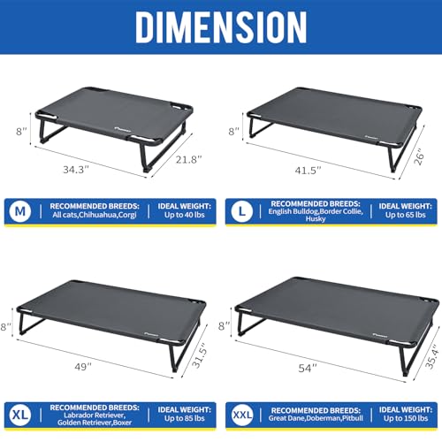 Cooling Elevated Dog Bed (Grey / 32.0"L x 25.2"W x 7"T)