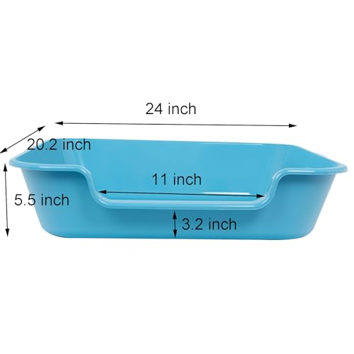 Extra Large Low Entry ABS Cat Litter Box (Large (Pack of 2) / Light Blue)