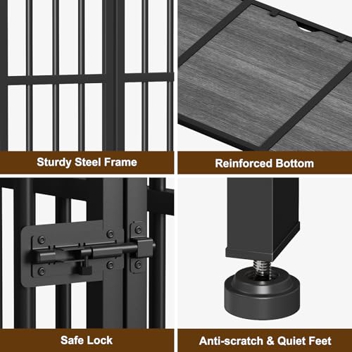43" Dog Crate Furniture Foldable (Dark Grey / 43.0"L x 27.0"W x 29.2"H)