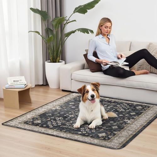 Washable Pee Pads for Dogs 2 Pack 48x48 (48"x48"(2 Pack) / B Black)