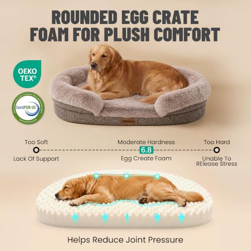 Fluffy Orthopedic Dog Beds Large Sized Dog (Sand / XL(48", UP to 110lbs))