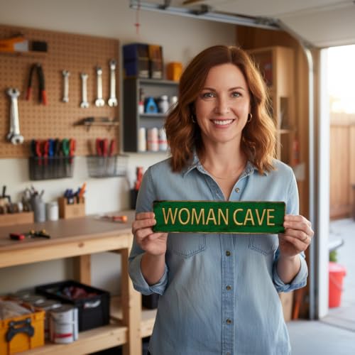 Vintage Metal Tin Sign WOMAN CAVE 4''x16'' inch (sign2)