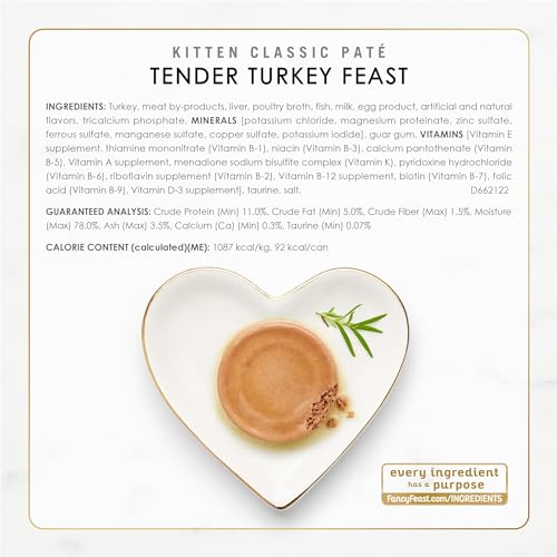 Purina Fancy Feast Kitten Tender Turkey & Ocean Whitefish Variety Pack (3 Ounce (Pack of 24))