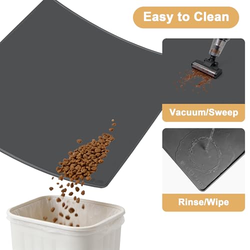 Extra Extra Large Silicone Dog Food Mat 39.4×43.3in and 128oz Silicone Bag Set (39.4"L x 39.4"W / Dark Grey Mat & Clear Bag)