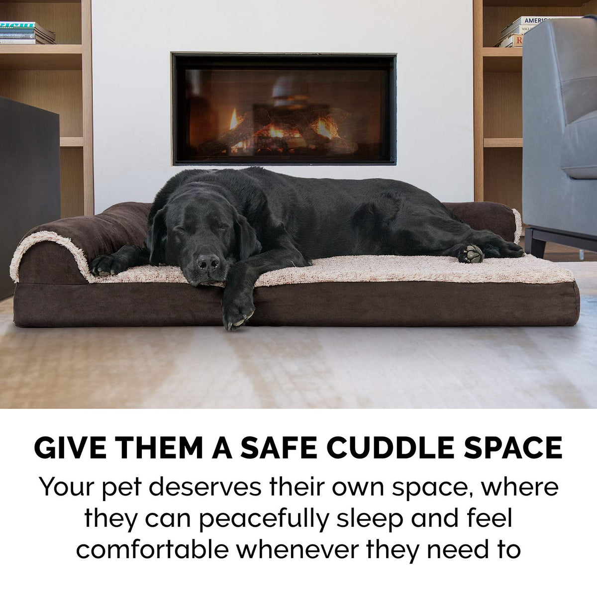 Cooling Gel Dog Bed for Large (Large / (Two-Tone Faux Fur & Suede) Espresso)