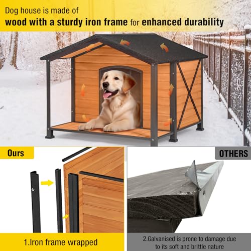 Outdoor Heated Dog House with Heating Pad Insulated Dog House with Anti