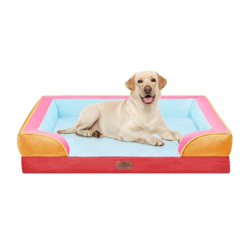 Orthopedic Dog Bed for Extra Large Dogs with Bolster (42.0"L x 30.0"W x 8.5"Th / Miami)