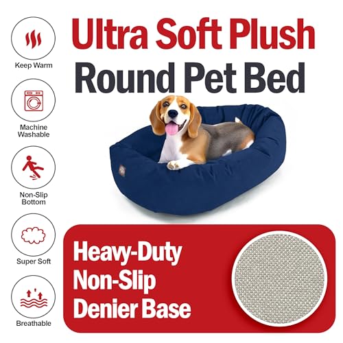 52 Inch Suede Calming Dog Bed Washable (Navy)