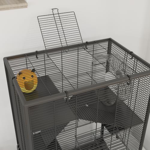 Large Hamster Cage 9" Deep Tempered Glass Bottom 24"x16"x31.5" Black (23.6"L x 15.7"W x 31.5"H)