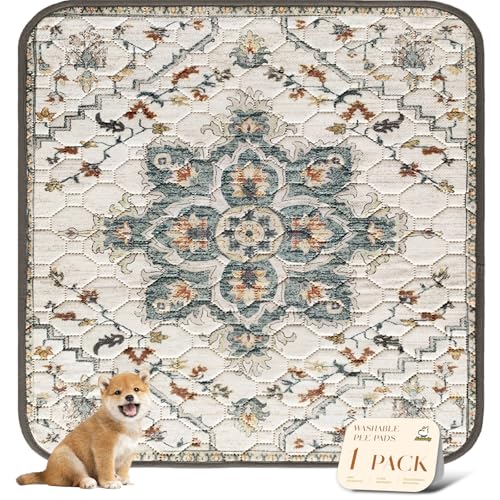 Washable Pee Pads for Dogs (72x72 Inch (Pack of 1) / Beige/Floral)