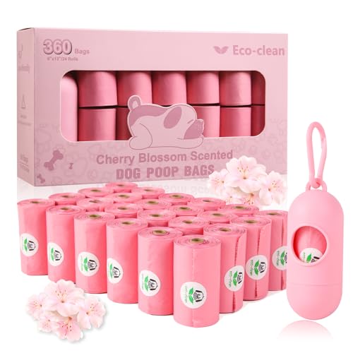 Dog Poop Bags with Dispenser (Pink-Scented)