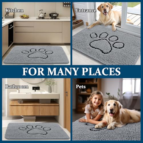 Dog Door Mat for Muddy Paws 54x24 (Grey / 54" X 24")