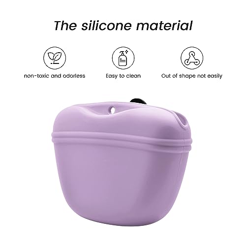 Silicone Dog Treat Pouch with Clicker Magnetic Closure Secure Clip (2 Pack / Lake Blue + Hibiscus)