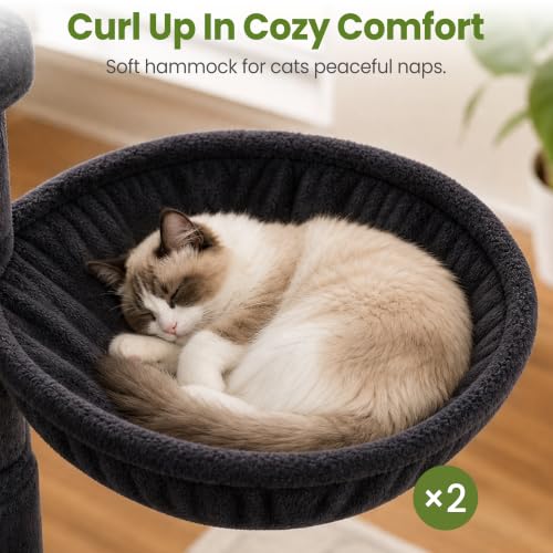 Cat Tree Tower for Indoor Large Adult Cats (Dark Grey)