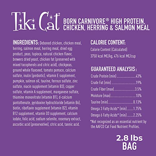 Tiki Cat Born Carnivore Dry Cat Food (44.8 Ounce (Pack of 1))