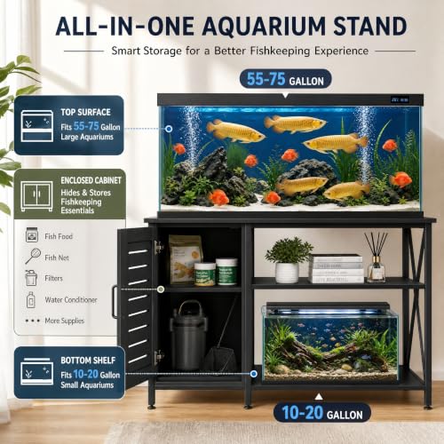 55 75 Gallon Fish Tank Stand (Black / 55-75 Gallon)