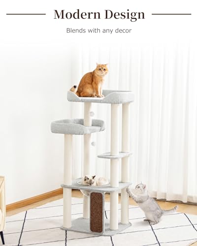 53" Cat Tree Tower for Large Cats (Gray 53'')