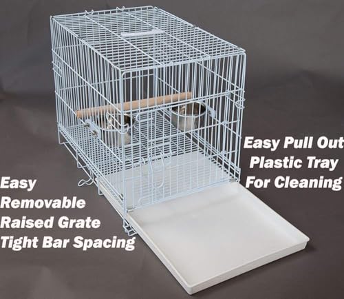 Pet Products Metal Portable Travel Vet Bird Parrot Carrier Cage Prevent Beaks Out White